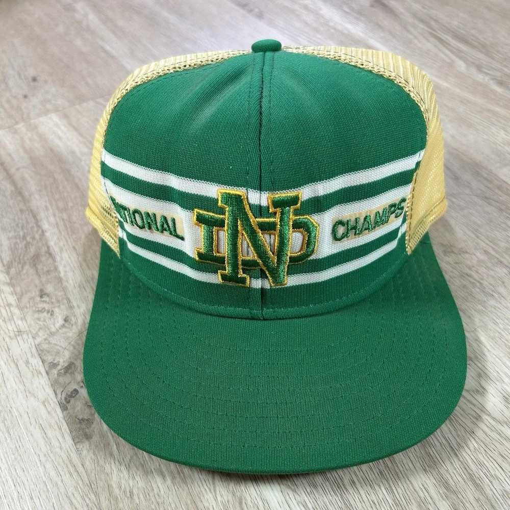 VTG Notre Dame Fighting Irish Snapback Hat College Green Trucker Cap Made in USA